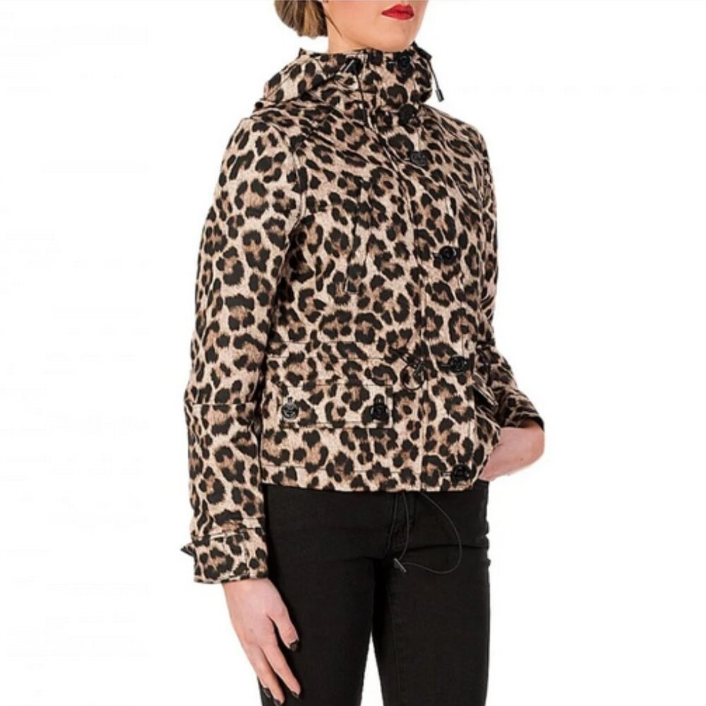 Michael Kors Leopard Print Hooded Jacket - Size XS